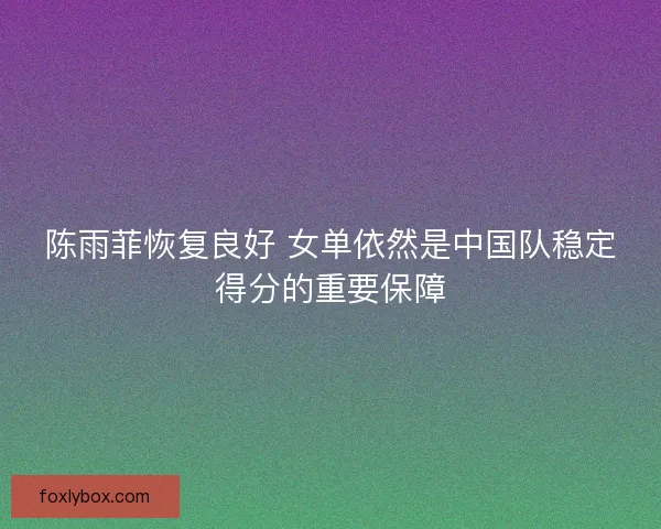 陈雨菲恢复良好 女单依然是中国队稳定得分的重要保障