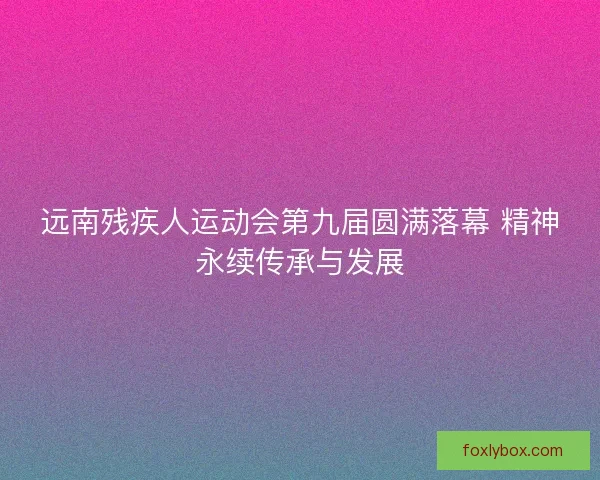 远南残疾人运动会第九届圆满落幕 精神永续传承与发展